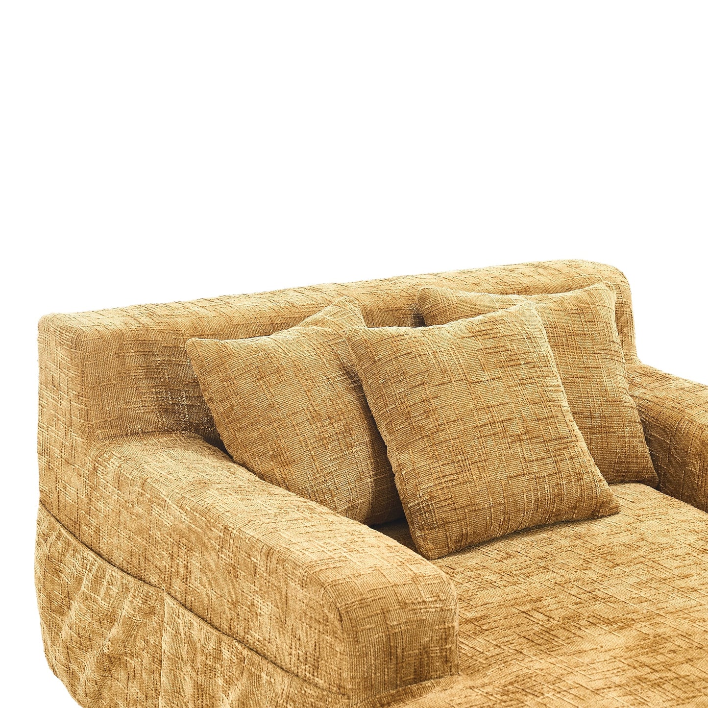 Chenille Lazy Sofa Chaise Lounge with Pillows - Convertible Armchair with Armrests, Multi-Position Sleeper for Living Room