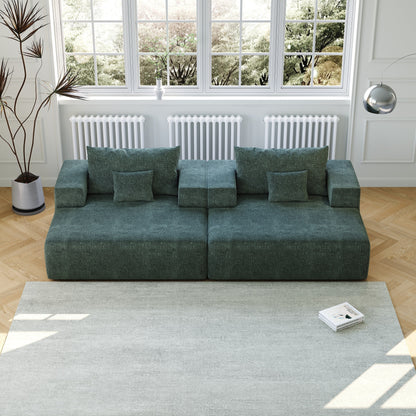 Chenille Single Sleeper Chair Sofa with Backrest Pillow
