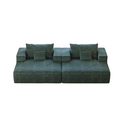 Chenille Single Sleeper Chair Sofa with Backrest Pillow