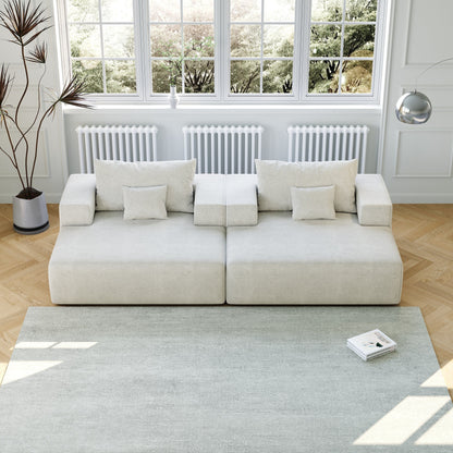 Chenille Single Sleeper Chair Sofa with Backrest Pillow