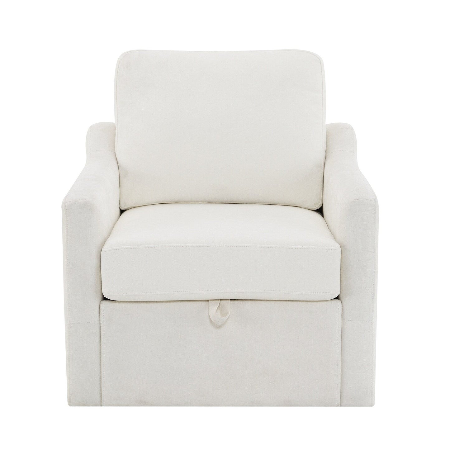 Chenille Swivel Accent Chair - USB/Type-C Charging Armchair with Book Pocket for Living Room & Bedroom