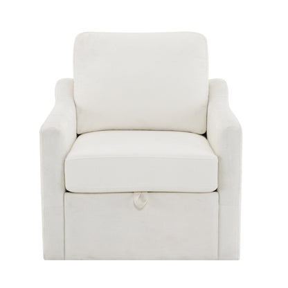 Chenille Swivel Accent Chair - USB/Type-C Charging Armchair with Book Pocket for Living Room & Bedroom