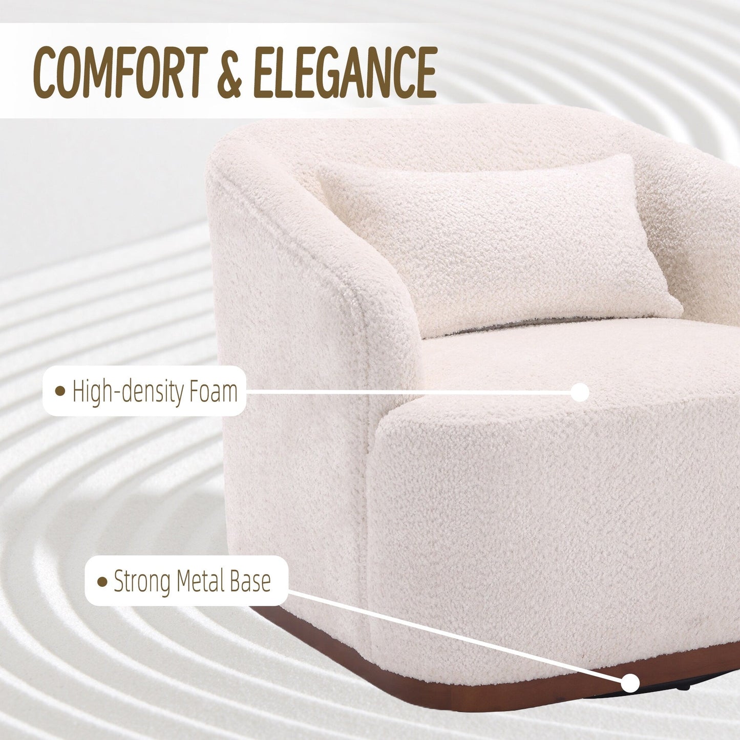 Chenille Swivel Barrel Chair with 360Â° Rotation, Comfortable Accent Sofa Chair for Living Room, Study Room, or Lounge