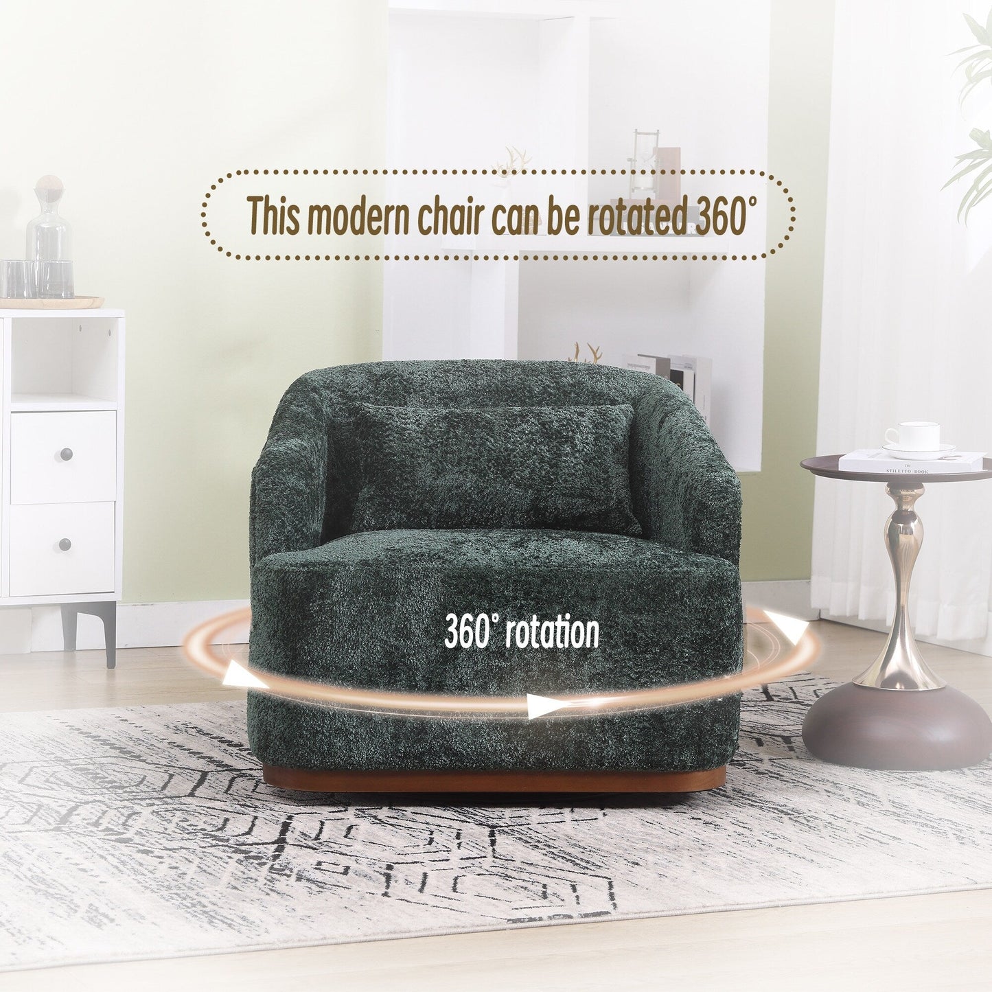 Chenille Swivel Barrel Chair with 360Â° Rotation, Comfortable Accent Sofa Chair for Living Room, Study Room, or Lounge