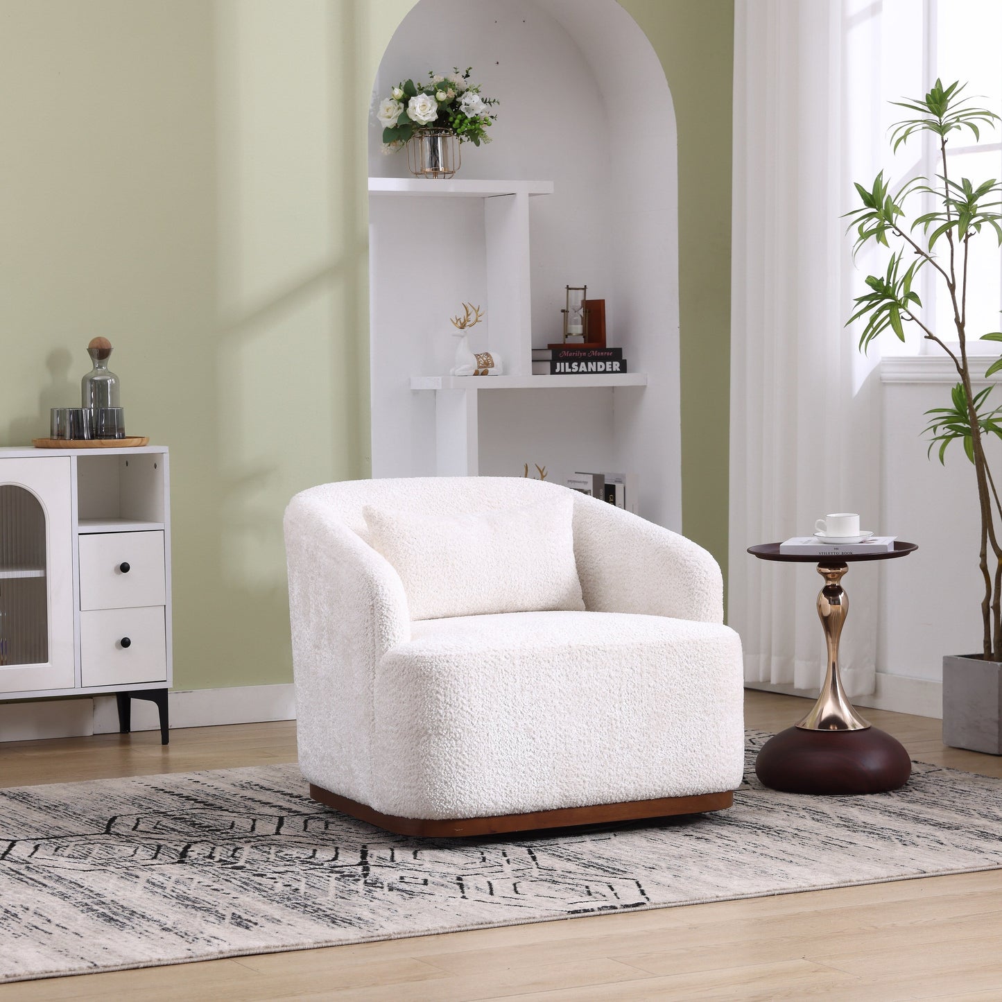 Chenille Swivel Barrel Chair with 360Â° Rotation, Comfortable Accent Sofa Chair for Living Room, Study Room, or Lounge
