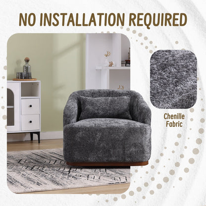Chenille Swivel Barrel Chair with 360Â° Rotation, Comfortable Accent Sofa Chair for Living Room, Study Room, or Lounge