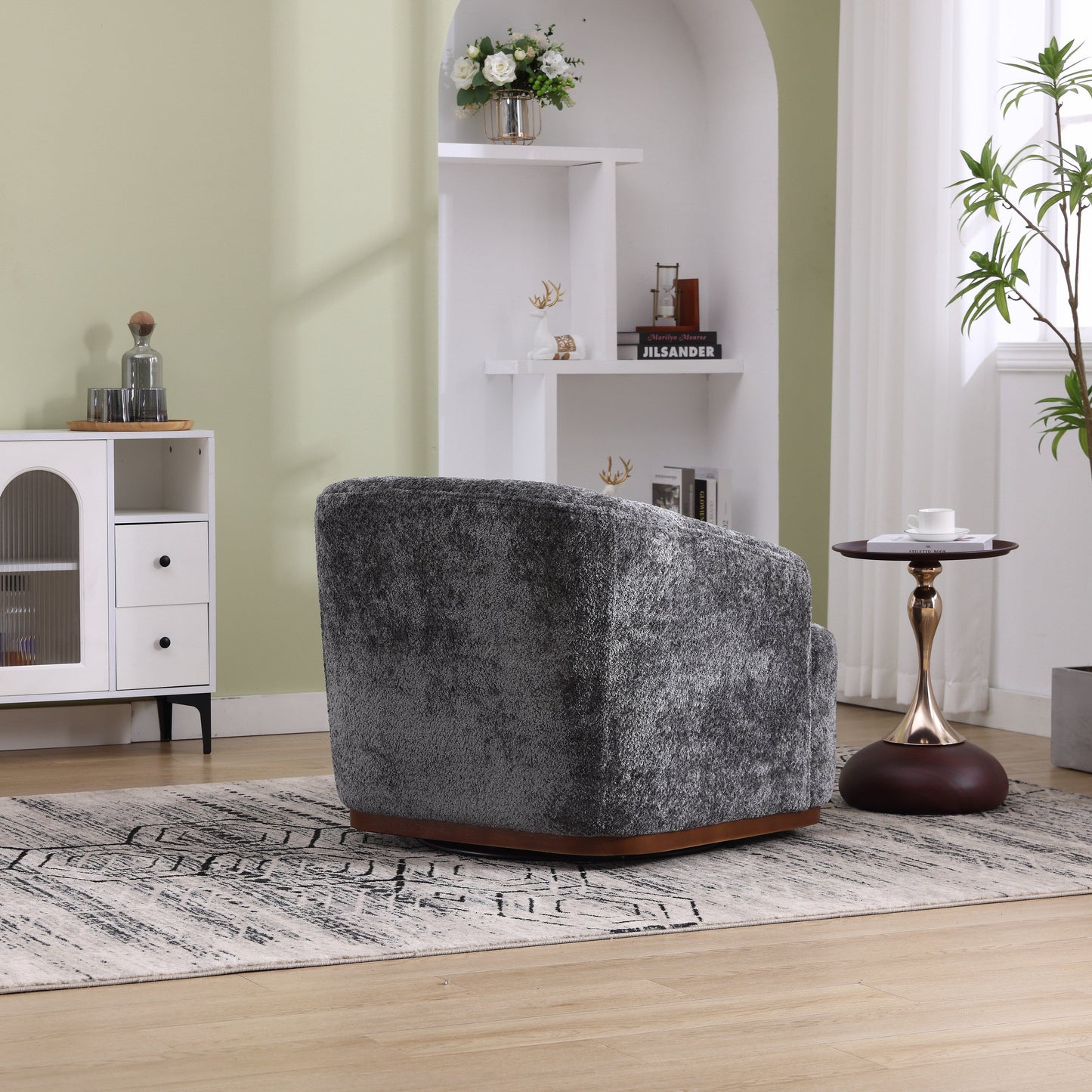 Chenille Swivel Barrel Chair with 360Â° Rotation, Comfortable Accent Sofa Chair for Living Room, Study Room, or Lounge