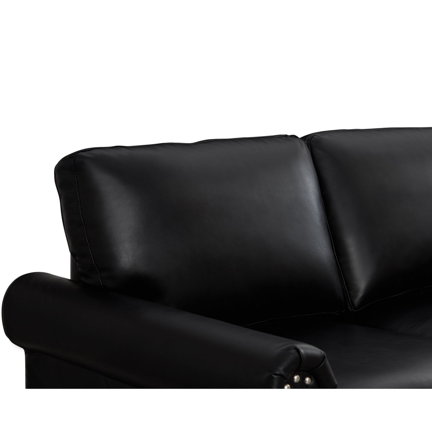 Classic 83 PU Leather Upholstered 3-Seater Sofa with Bottom Storage Box and Nailhead Decoration