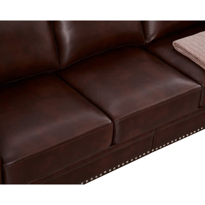Classic 83 PU Leather Upholstered 3-Seater Sofa with Bottom Storage Box and Nailhead Decoration