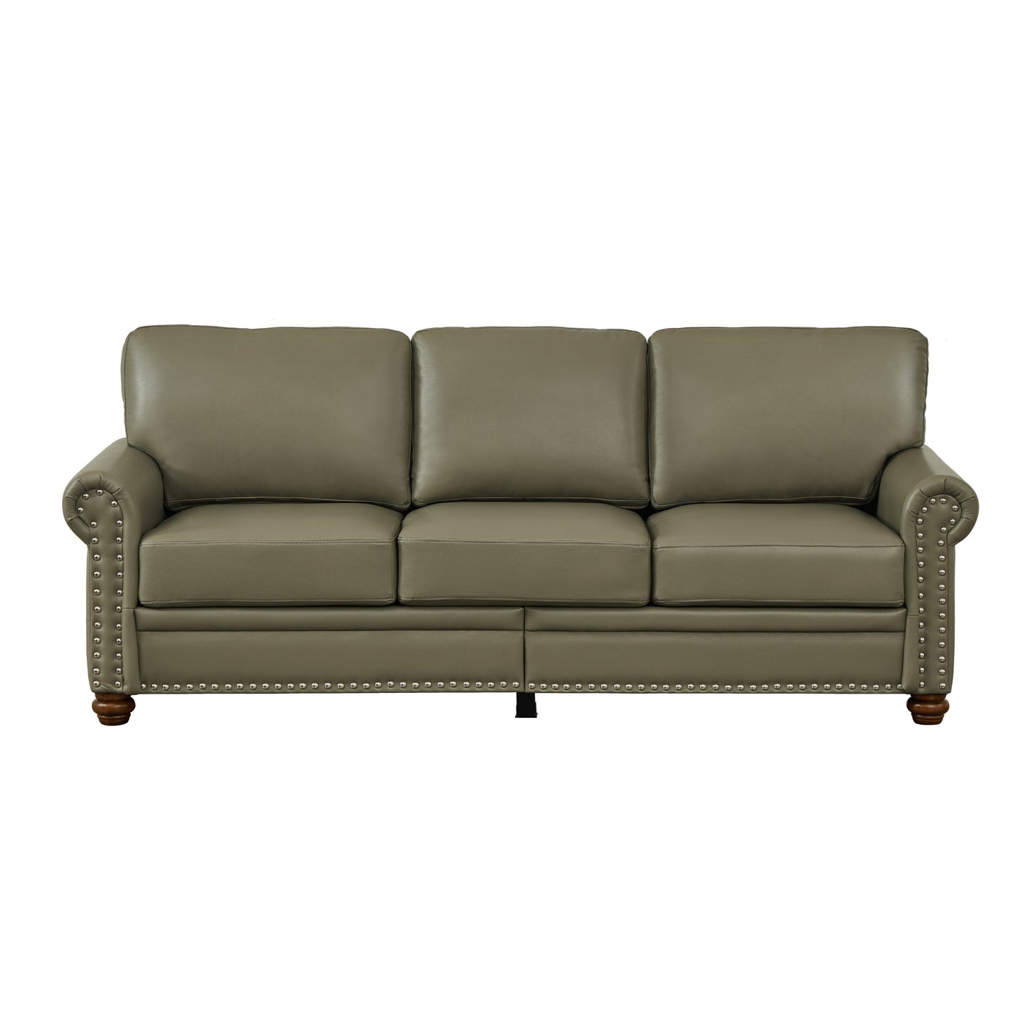 Classic 83 PU Leather Upholstered 3-Seater Sofa with Bottom Storage Box and Nailhead Decoration