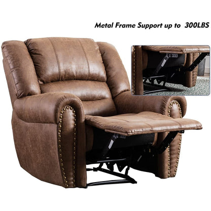 Classic and Traditional Manual Recliner Chair with Comfortable Arms and Back