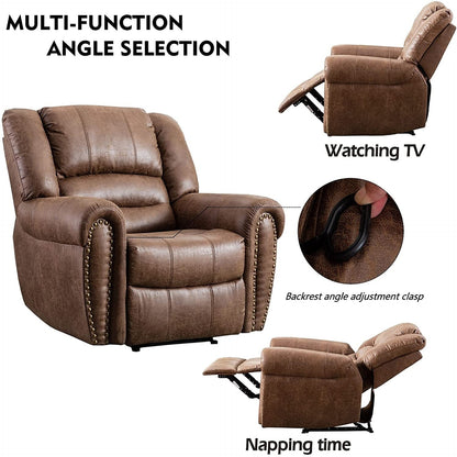 Classic and Traditional Manual Recliner Chair with Comfortable Arms and Back