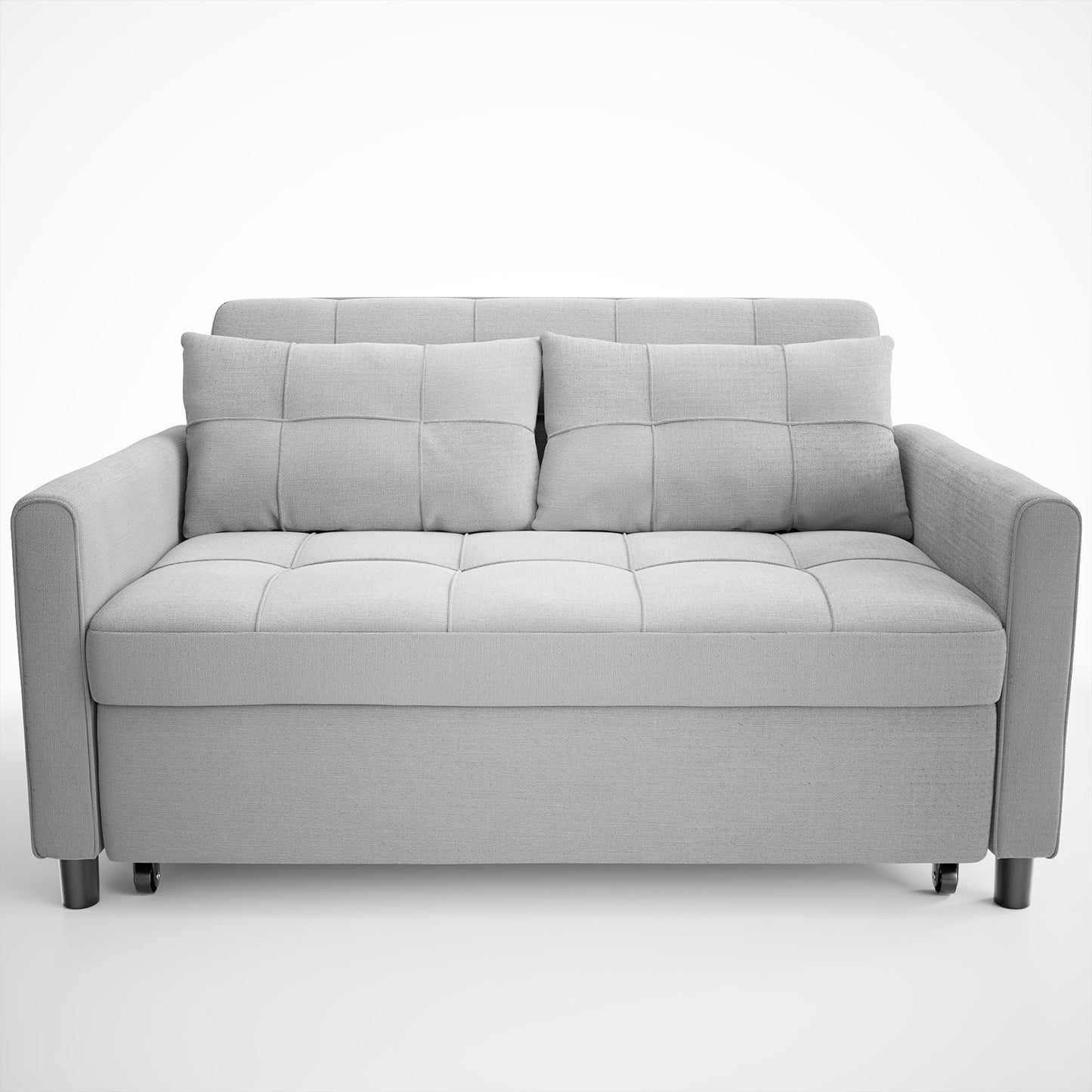 3-in-1 Convertible Sofa Bed Lounger Chaise Loveseat with Pull-up Bed, Velvet / cloth