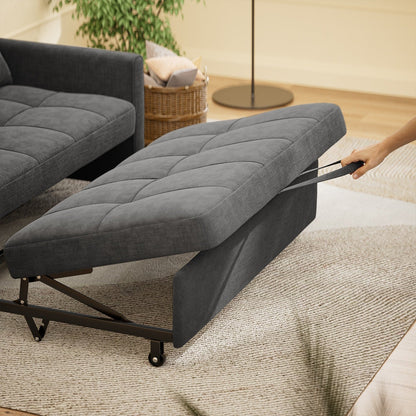 3-in-1 Convertible Sofa Bed Lounger Chaise Loveseat with Pull-up Bed, Velvet / cloth
