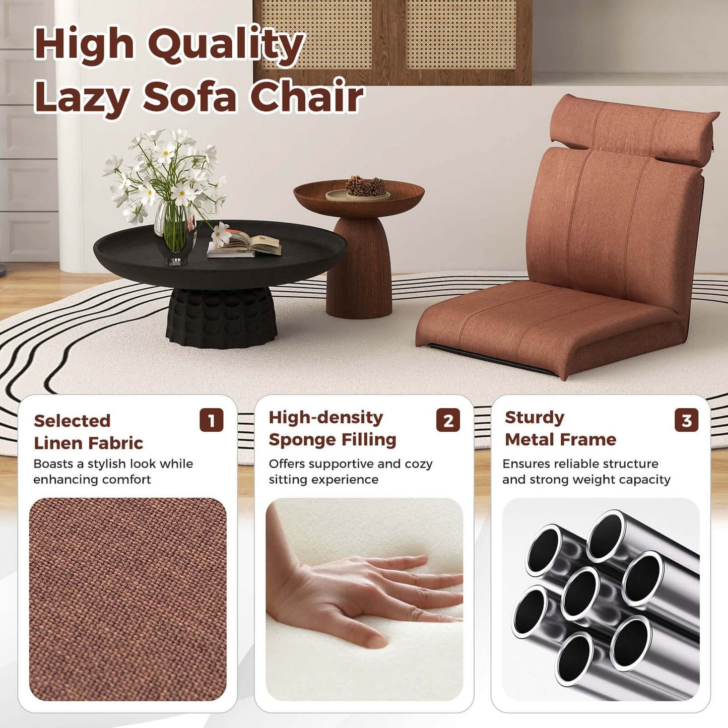 Costway Folding Floor Chair with 14-Poistion Adjustable Backrest - See Details