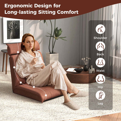 Costway Folding Floor Chair with 14-Poistion Adjustable Backrest - See Details
