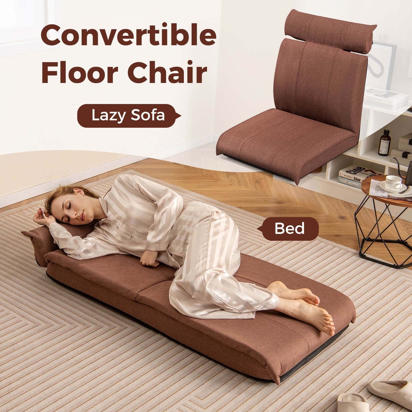 Costway Folding Floor Chair with 14-Poistion Adjustable Backrest - See Details