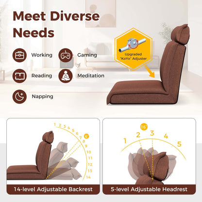 Costway Folding Floor Chair with 14-Poistion Adjustable Backrest - See Details