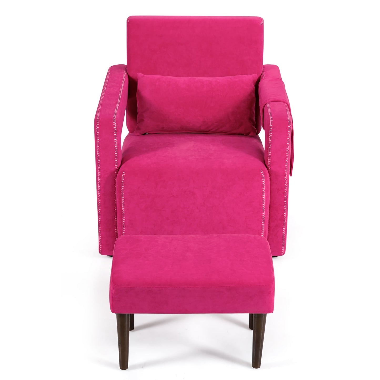 Costway Modern Berber Fleece Single Sofa Chair w/ Ottoman & Waist - 31'' x 31'' x 34.5''