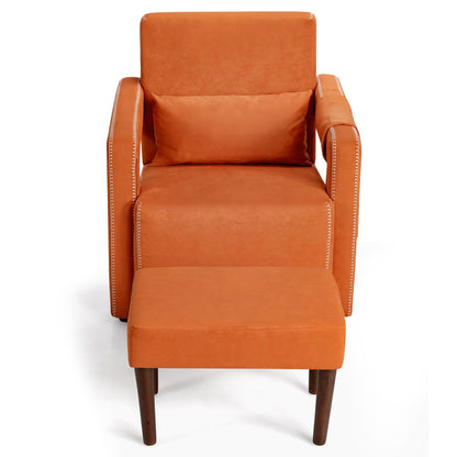 Costway Modern Berber Fleece Single Sofa Chair w/ Ottoman & Waist - 31'' x 31'' x 34.5''
