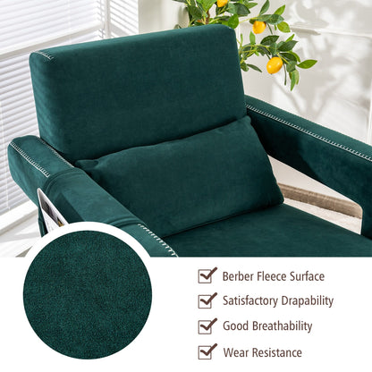 Costway Modern Berber Fleece Single Sofa Chair w/ Ottoman & Waist - 31'' x 31'' x 34.5''