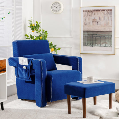 Costway Modern Berber Fleece Single Sofa Chair w/ Ottoman & Waist - 31'' x 31'' x 34.5''