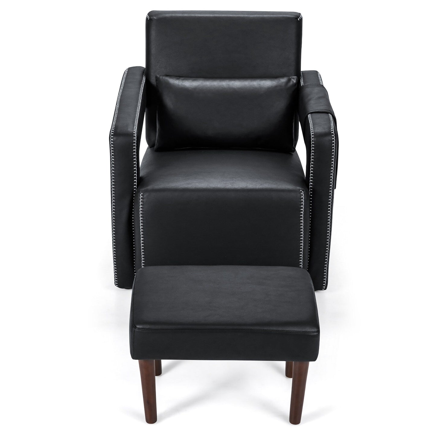 Costway Modern Berber Fleece Single Sofa Chair w/ Ottoman & Waist - 31'' x 31'' x 34.5''