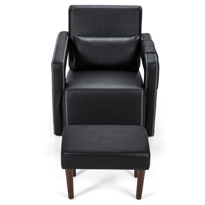 Costway Modern Berber Fleece Single Sofa Chair w/ Ottoman & Waist - 31'' x 31'' x 34.5''