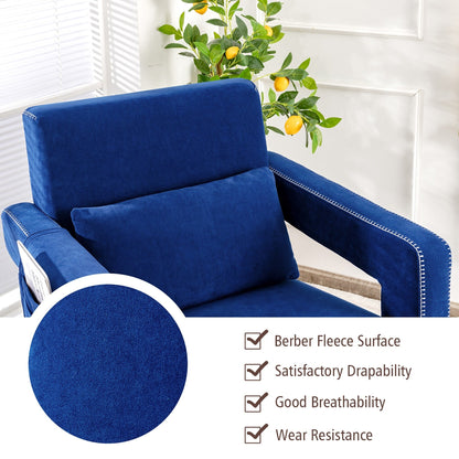 Costway Modern Berber Fleece Single Sofa Chair w/ Ottoman & Waist - 31'' x 31'' x 34.5''