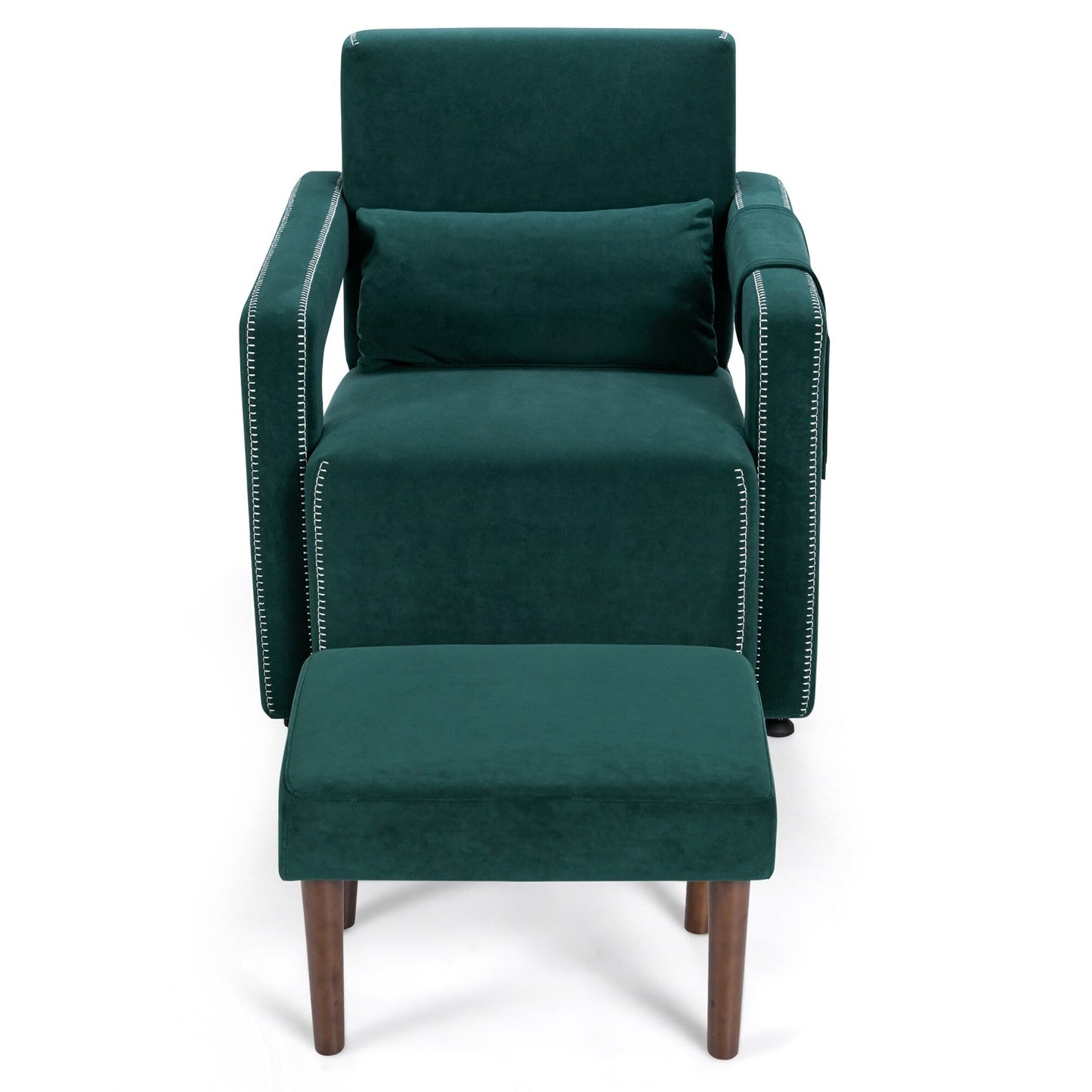 Costway Modern Berber Fleece Single Sofa Chair w/ Ottoman & Waist - 31'' x 31'' x 34.5''