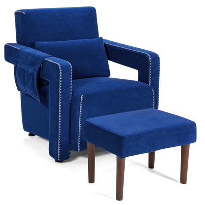Costway Modern Berber Fleece Single Sofa Chair w/ Ottoman & Waist - 31'' x 31'' x 34.5''