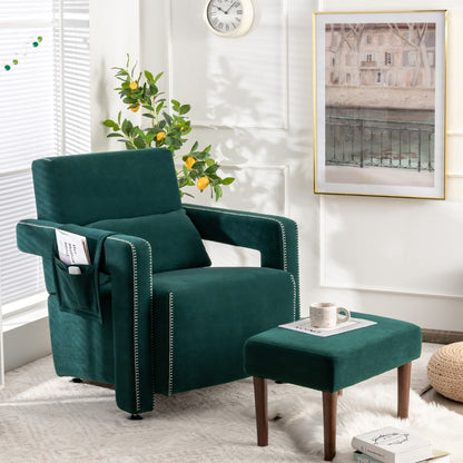 Costway Modern Berber Fleece Single Sofa Chair w/ Ottoman & Waist - 31'' x 31'' x 34.5''