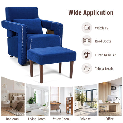 Costway Modern Berber Fleece Single Sofa Chair w/ Ottoman & Waist - 31'' x 31'' x 34.5''