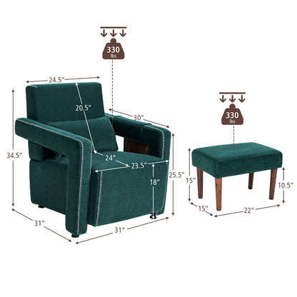 Costway Modern Berber Fleece Single Sofa Chair w/ Ottoman & Waist - 31'' x 31'' x 34.5''