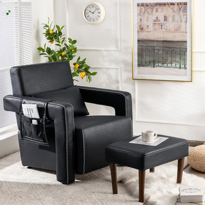 Costway Modern Berber Fleece Single Sofa Chair w/ Ottoman & Waist - 31'' x 31'' x 34.5''