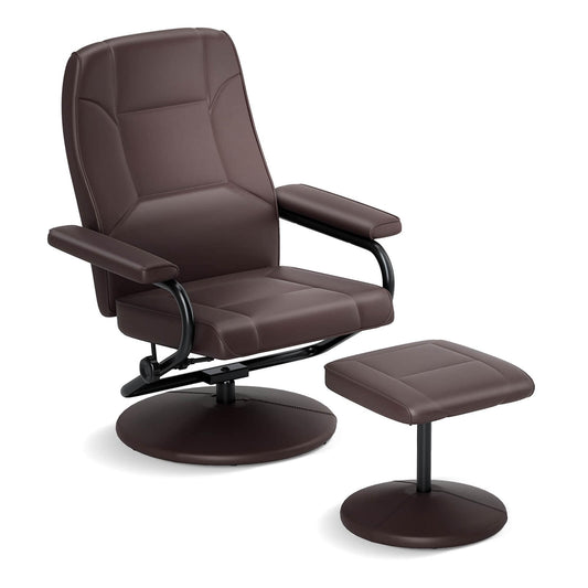 Costway Reclining Chair with Ottoman Lounge Accent Armchair Padded