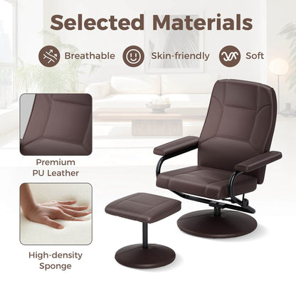 Costway Reclining Chair with Ottoman Lounge Accent Armchair Padded