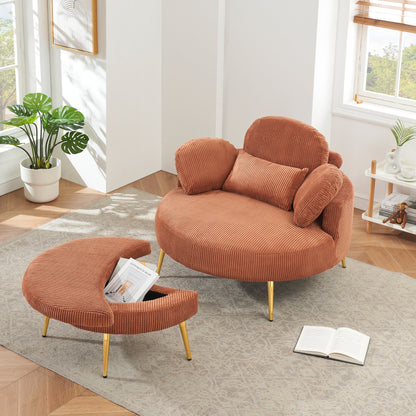 Cozy 43 Single Sofa Chair with 3 Pillows - Comfortable Corduroy Fabric for Meeting Room and Home Use