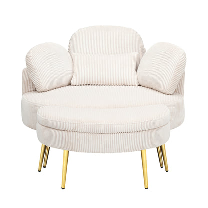 Cozy 43 Single Sofa Chair with 3 Pillows - Comfortable Corduroy Fabric for Meeting Room and Home Use