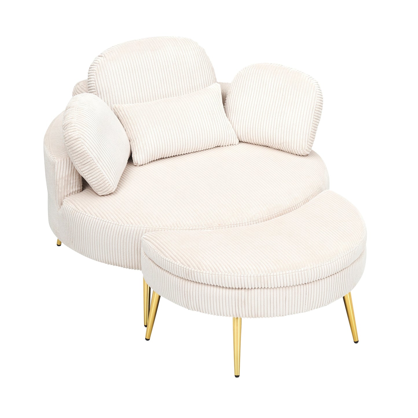 Cozy 43 Single Sofa Chair with 3 Pillows - Comfortable Corduroy Fabric for Meeting Room and Home Use