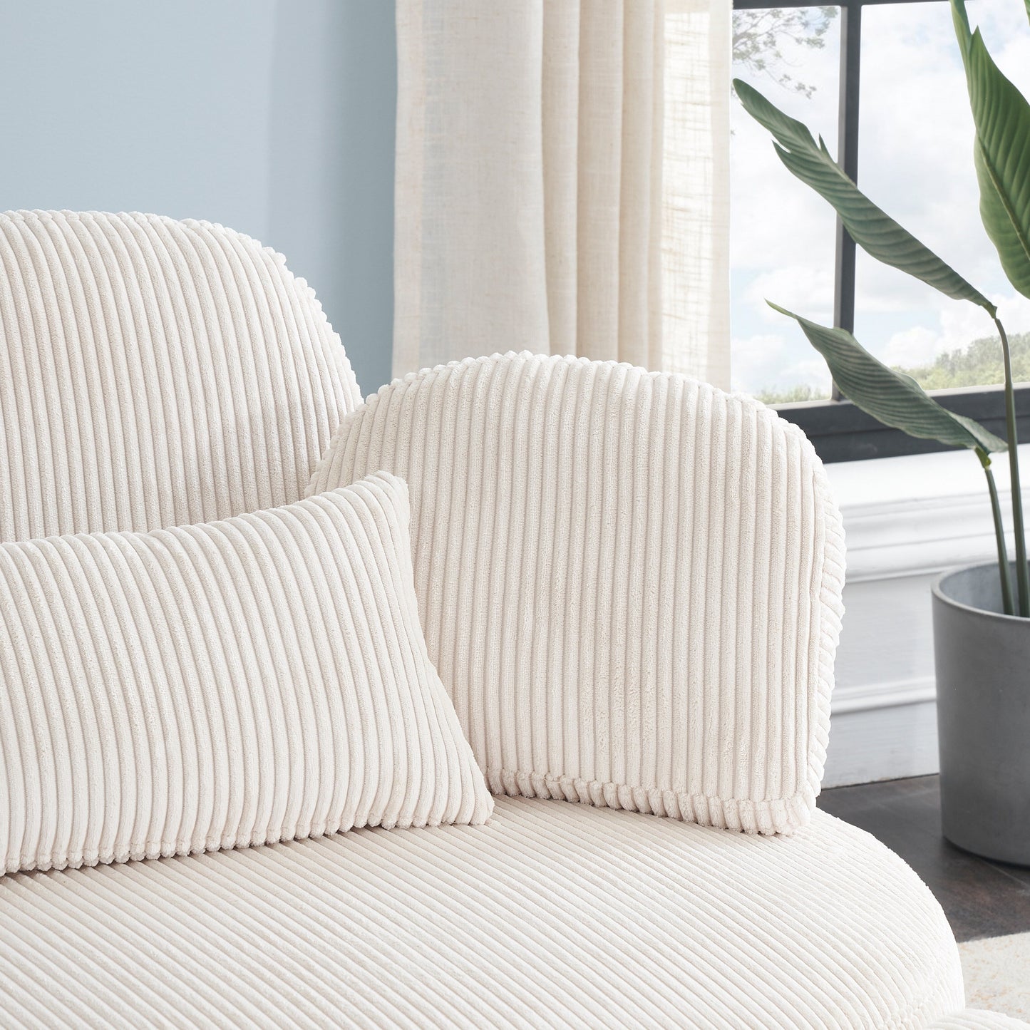 Cozy 43 Single Sofa Chair with 3 Pillows - Comfortable Corduroy Fabric for Meeting Room and Home Use