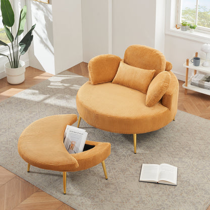 Cozy 43 Single Sofa Chair with 3 Pillows - Comfortable Corduroy Fabric for Meeting Room and Home Use