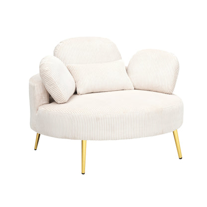Cozy 43 Single Sofa Chair with 3 Pillows - Comfortable Corduroy Fabric for Meeting Room and Home Use