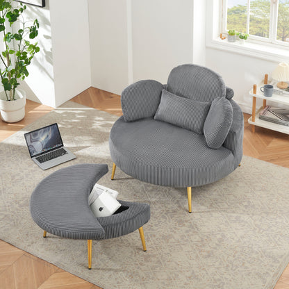 Cozy 43 Single Sofa Chair with 3 Pillows - Comfortable Corduroy Fabric for Meeting Room and Home Use