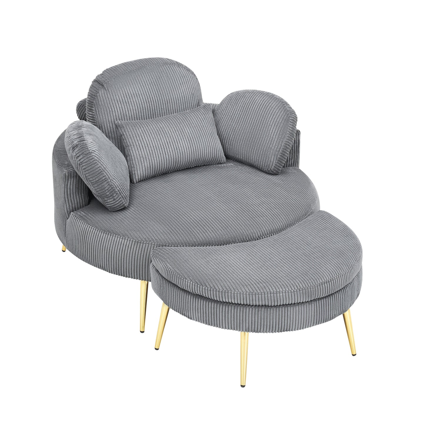 Cozy 43 Single Sofa Chair with 3 Pillows - Comfortable Corduroy Fabric for Meeting Room and Home Use