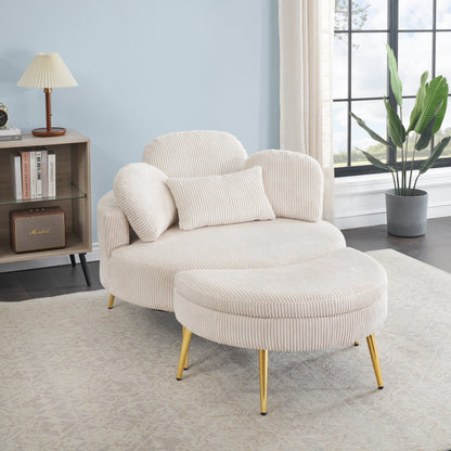 Cozy 43 Single Sofa Chair with 3 Pillows - Comfortable Corduroy Fabric for Meeting Room and Home Use