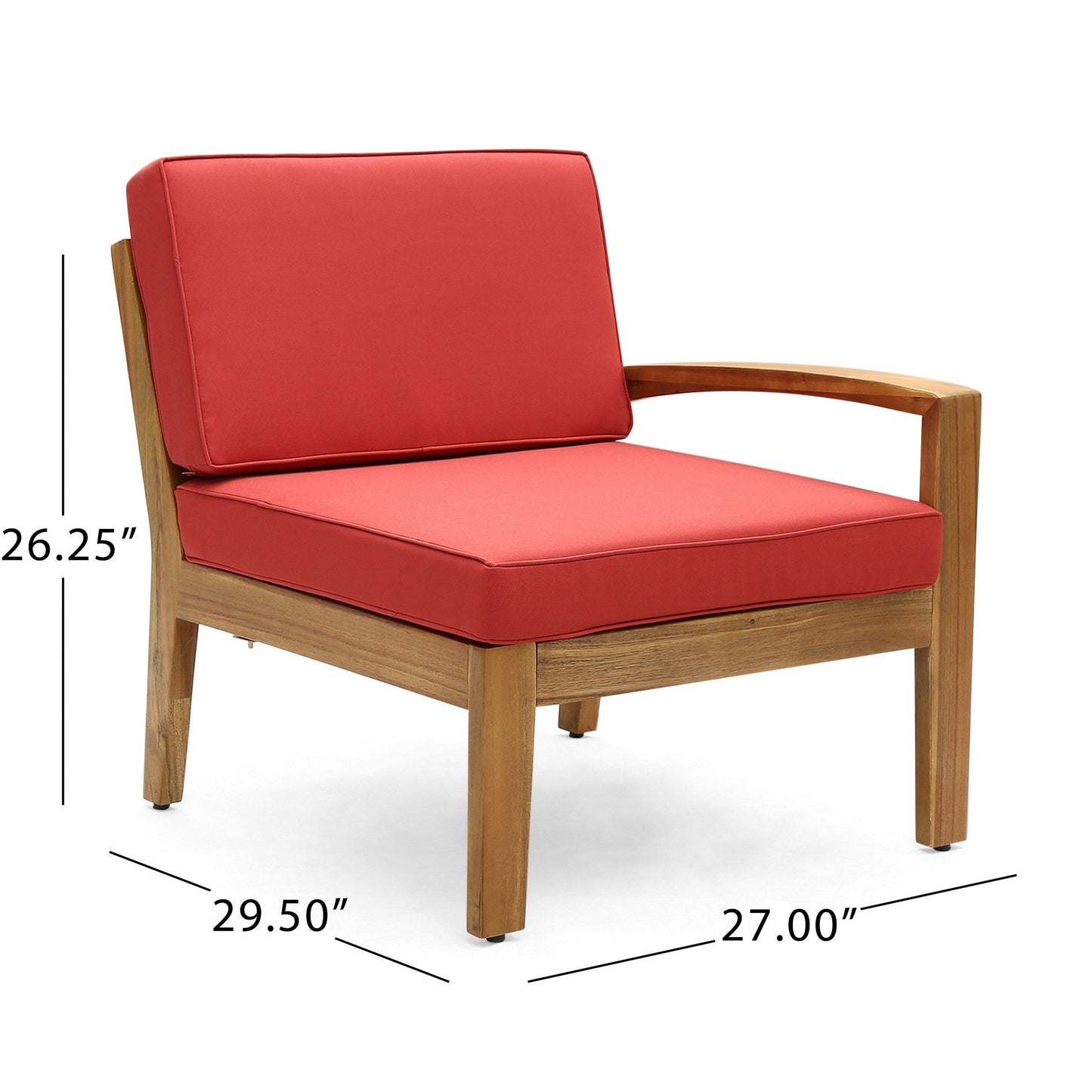 Creta Left and Right Arm Sofa Chair Set, 30 Inch Detachable, Red Brown