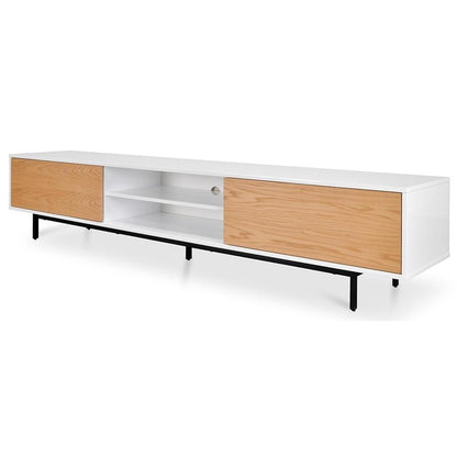 Blake 2.3m Wooden TV Entertainment Unit - Lowline - Natural - Last One