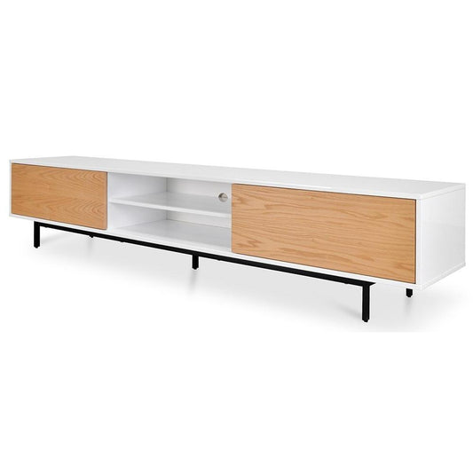 Blake 2.3m Wooden TV Entertainment Unit - Lowline - Natural - Last One