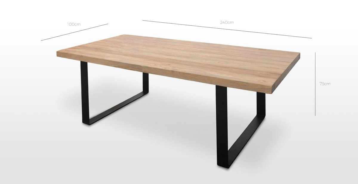 Dalton Reclaimed Wood Dining Table 2.4m - Rustic Natural - Upgraded Top